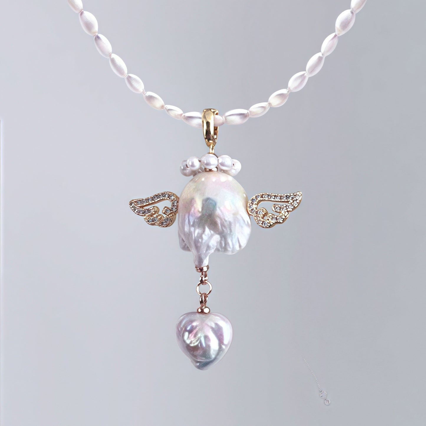 Sweet Heart Star Pearl Pendant Necklace Brass Plated