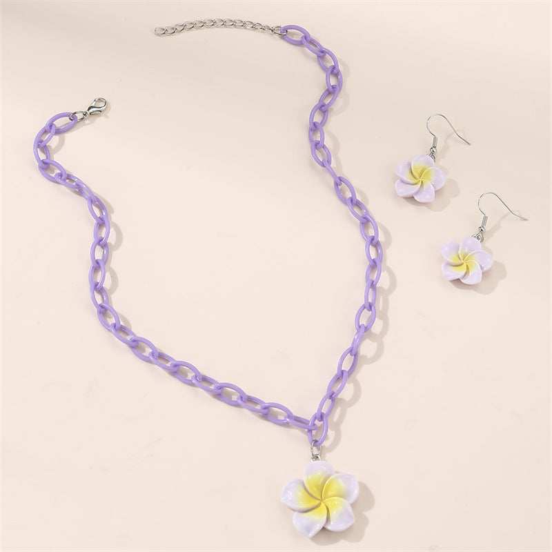Set di collana con ciondolo a orso primaverile e floreale per bambini in resina con catena regolabile
