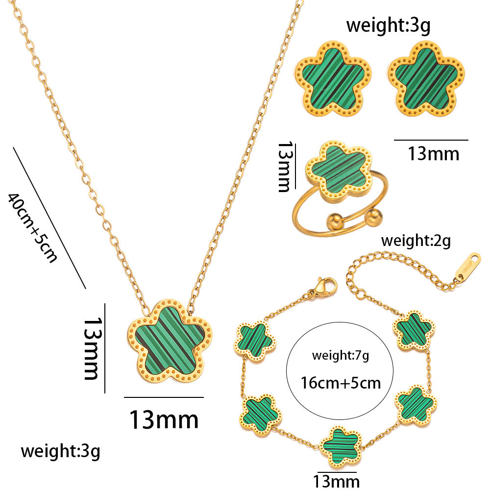 Collana in Acciaio al Titanio con Design a Petalo Floreale Geometrico Minimalista da Donna, Gioielli Leggeri di Lusso