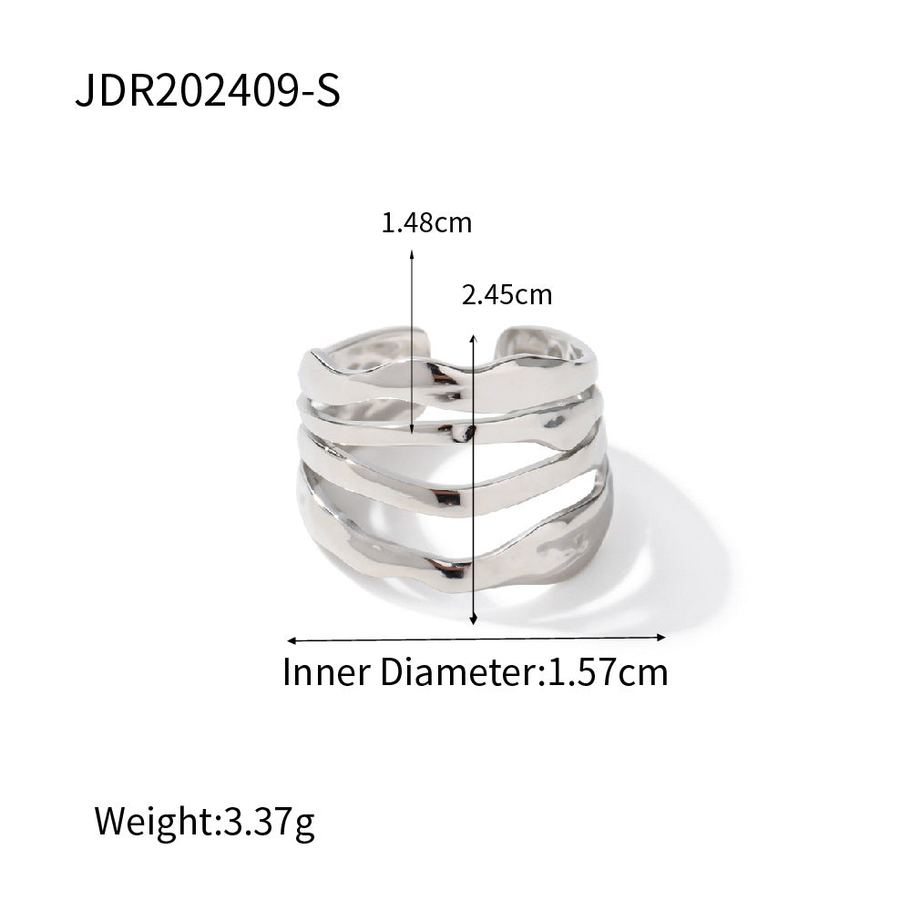 Geometric Plated Stainless Steel Open Ring for Women