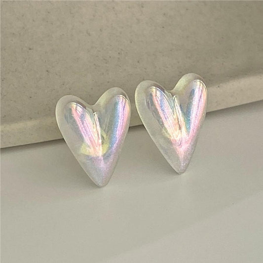 Sweet Minimalist 925 Sterling Silver Irregular Heart Geometric Pearl Earrings