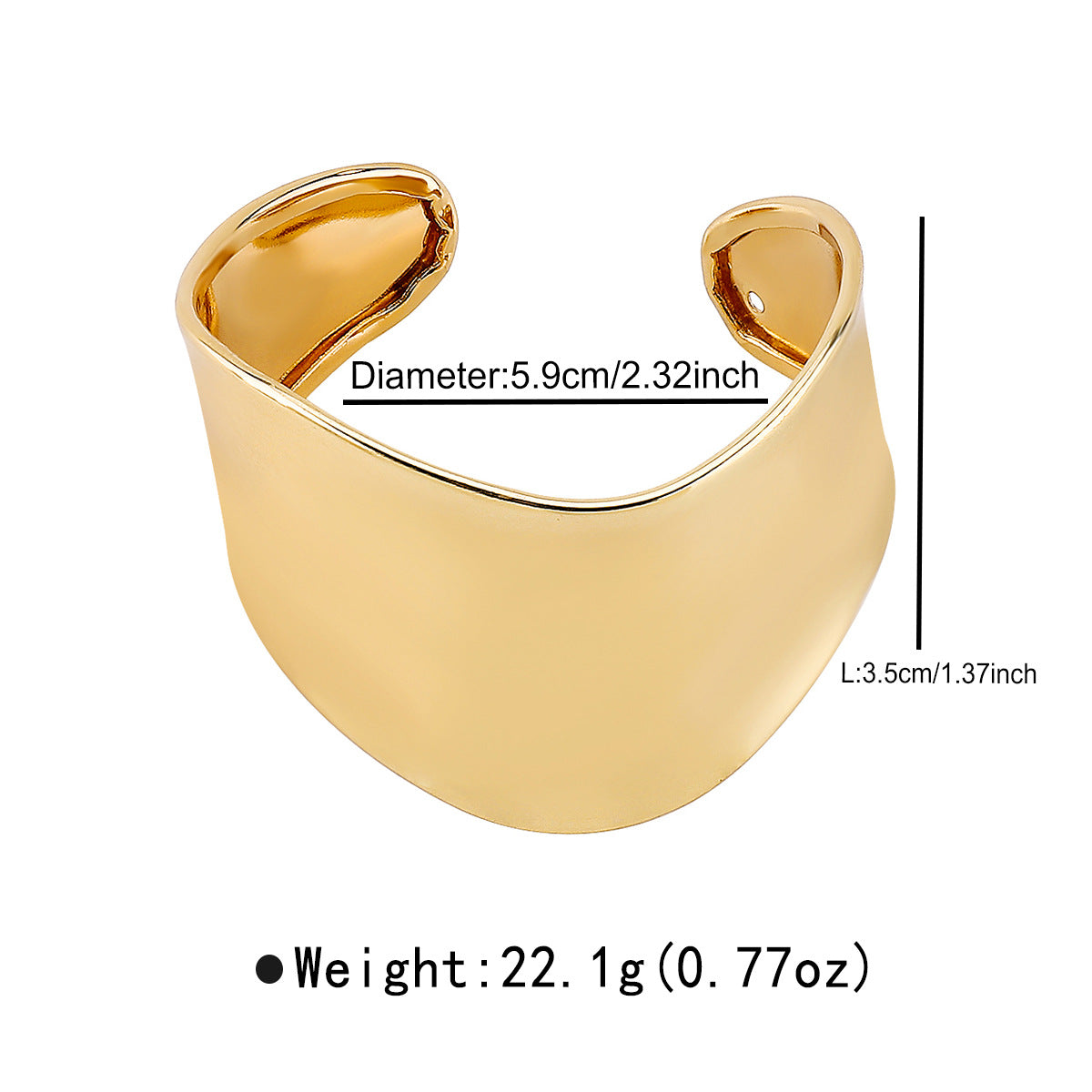 Bracciale da donna alla moda con forme geometriche irregolari, superficie in metallo lucido e finitura placcata