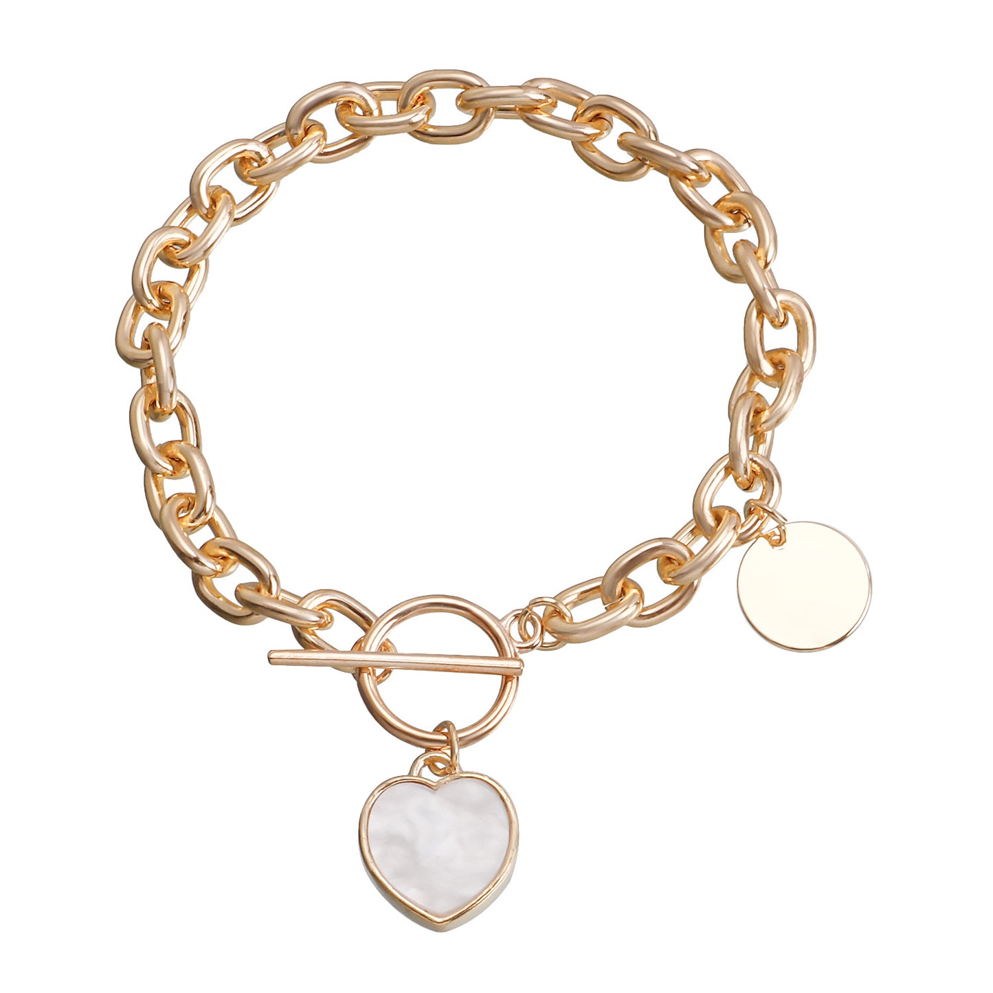 Minimalist Heart-Shaped Mother-of-Pearl Pendant Necklace for Women Alloy Chain with Plating Finish Clavicle Chain