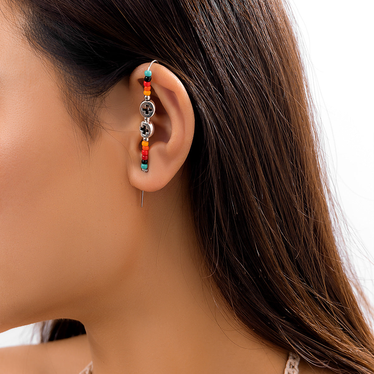Rainbow Letter Bead Resin Ear Cuff for Women