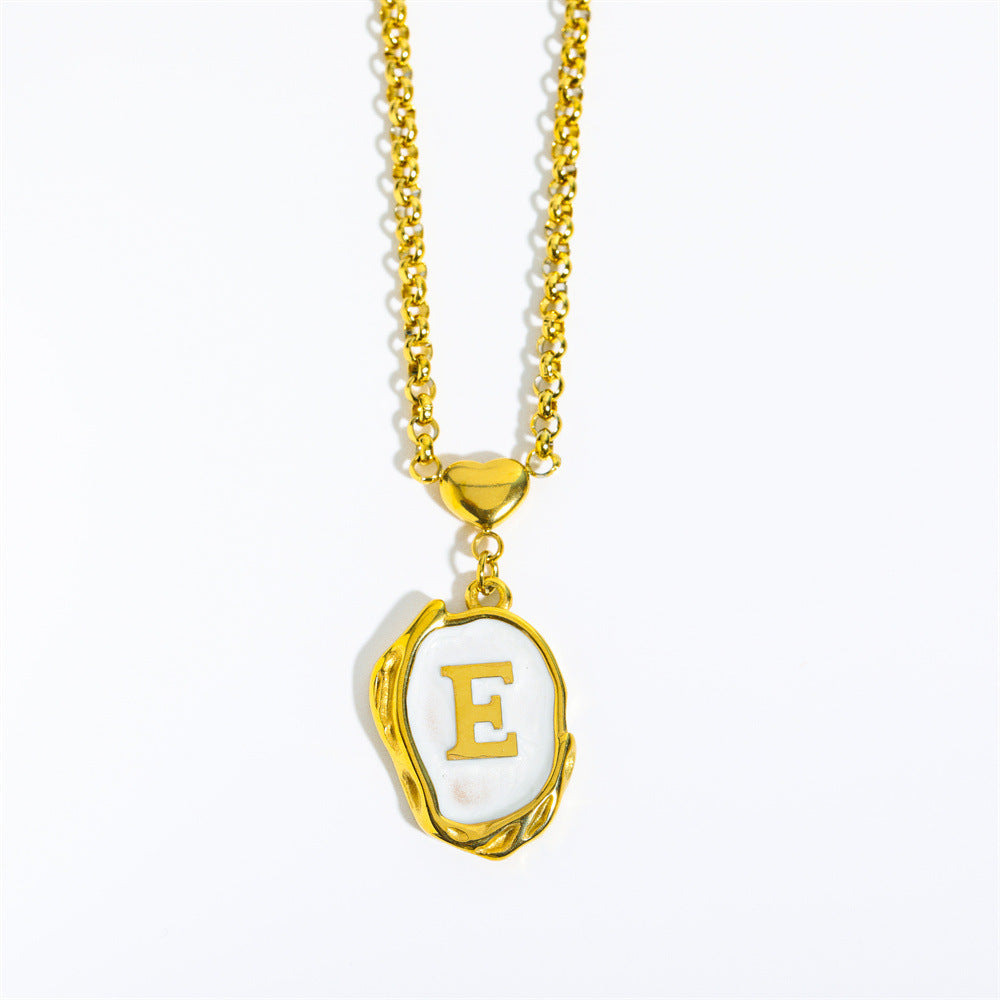 Collana Minimalista in Acciaio Inossidabile a Forma di Lettera con Placcatura in Oro 18K e Catena a O per Uomo e Donna