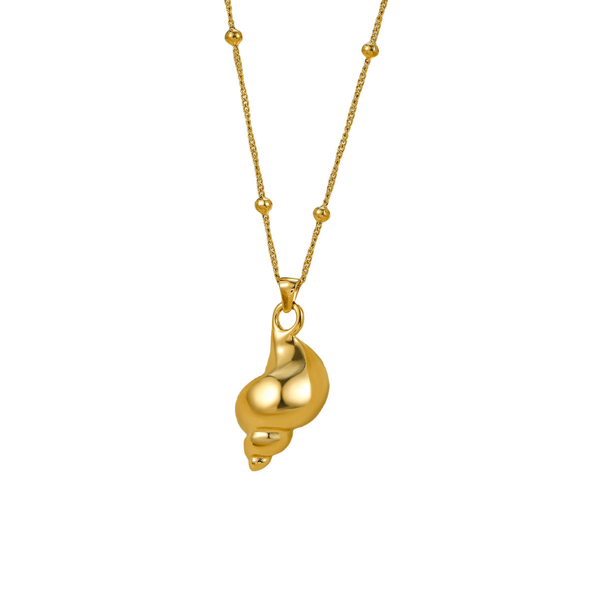 Collar Minimalista con Colgante de Concha para Mujer en Acero Inoxidable con Baño de Oro, Elegante Cadena para la Clavícula