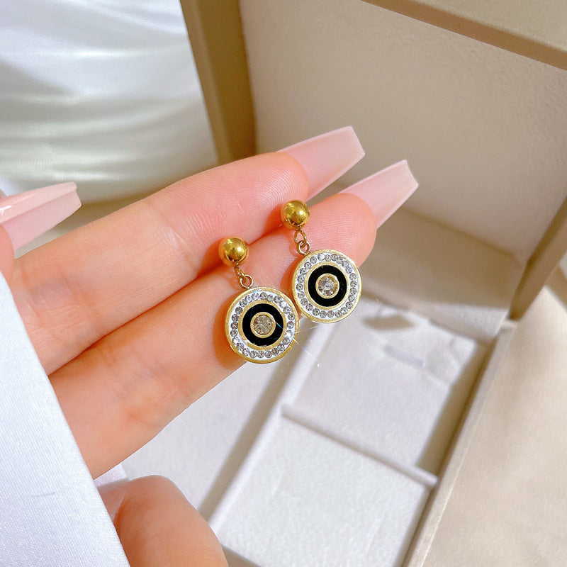 Minimalist Sweet Geometric Titanium Steel Plated Stud Earrings