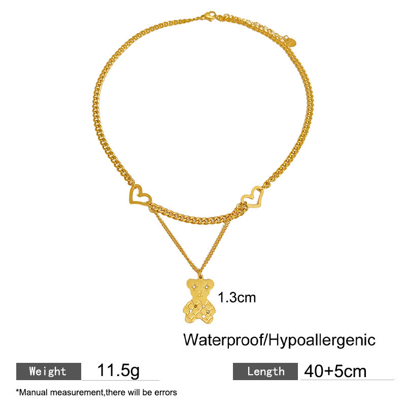 Minimalist Sweet Gold Plated Titanium Steel Animal Pendant Necklace Layered Fashion Jewelry for Unisex