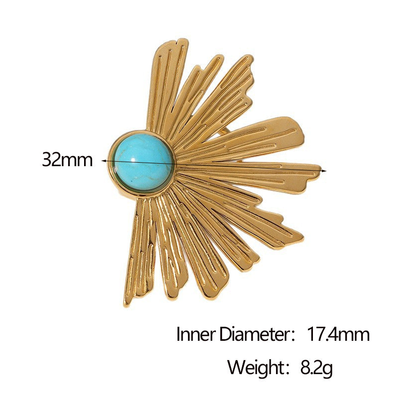 Anello Aperto Geometrico Minimalista Acciaio Inossidabile Placcato Oro 18K Design Asimmetrico da Donna
