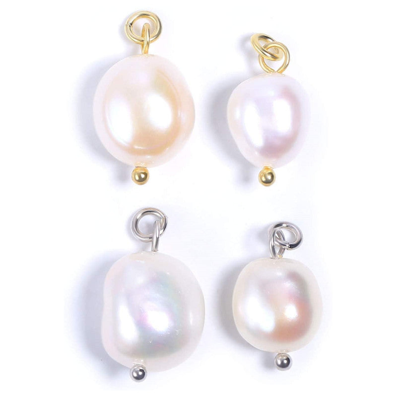 Vintage Baroque Irregular Freshwater Pearl Charm Bar Pendant 8mm Geometric Round Oval Plated Jewelry Accessories for Women