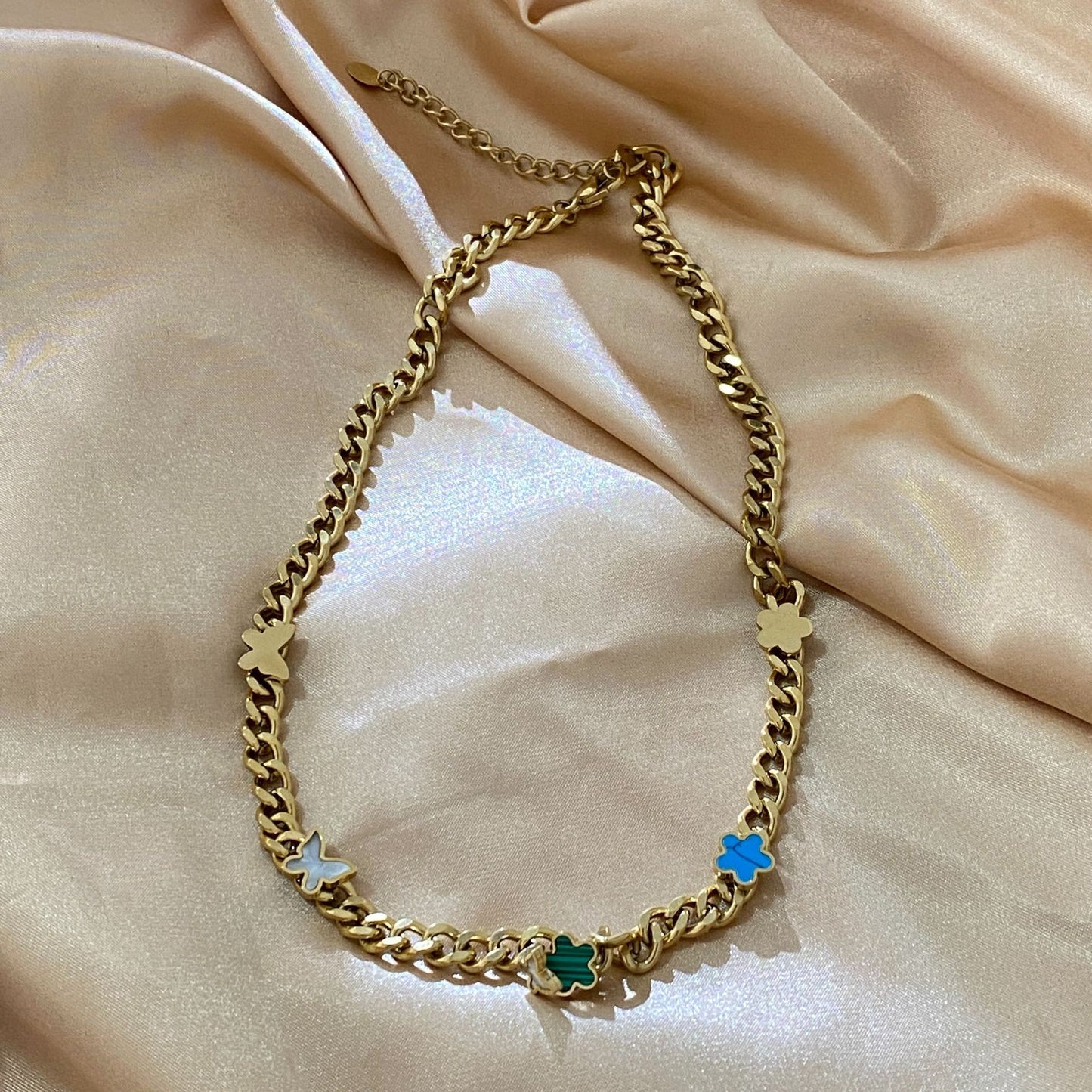 Hip-hop 18K Gold Plated Butterfly Titanium Steel Necklace