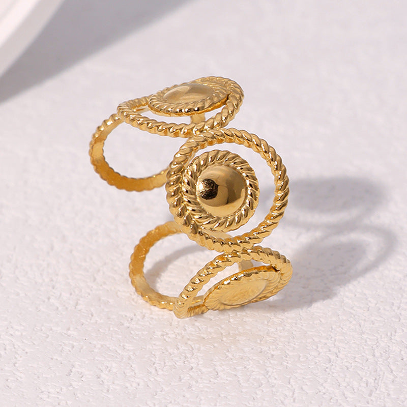 Minimalist Geometric Open Ring 18K Gold Plated Stainless Steel Fashion Jewelry for Women