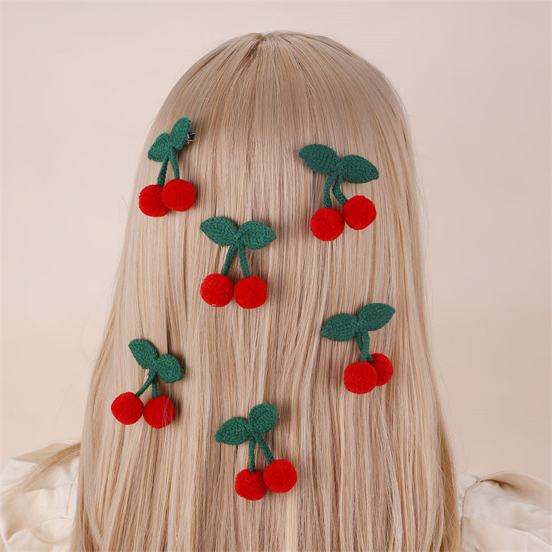 Morbida molletta per capelli a forma di ciliegia e carota per bambine con fiocco, accessorio per capelli in tessuto in stile naturale per bambini dai 3 ai 10 anni