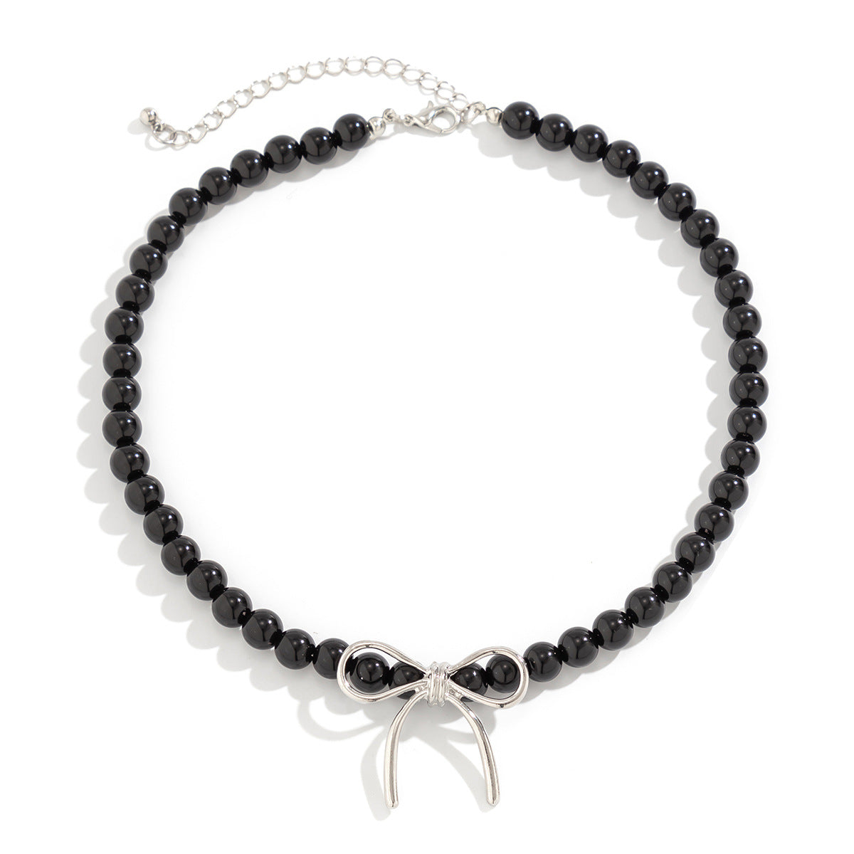 Collana girocollo minimalista da donna con fiocco e design geometrico in lega con catena di perline