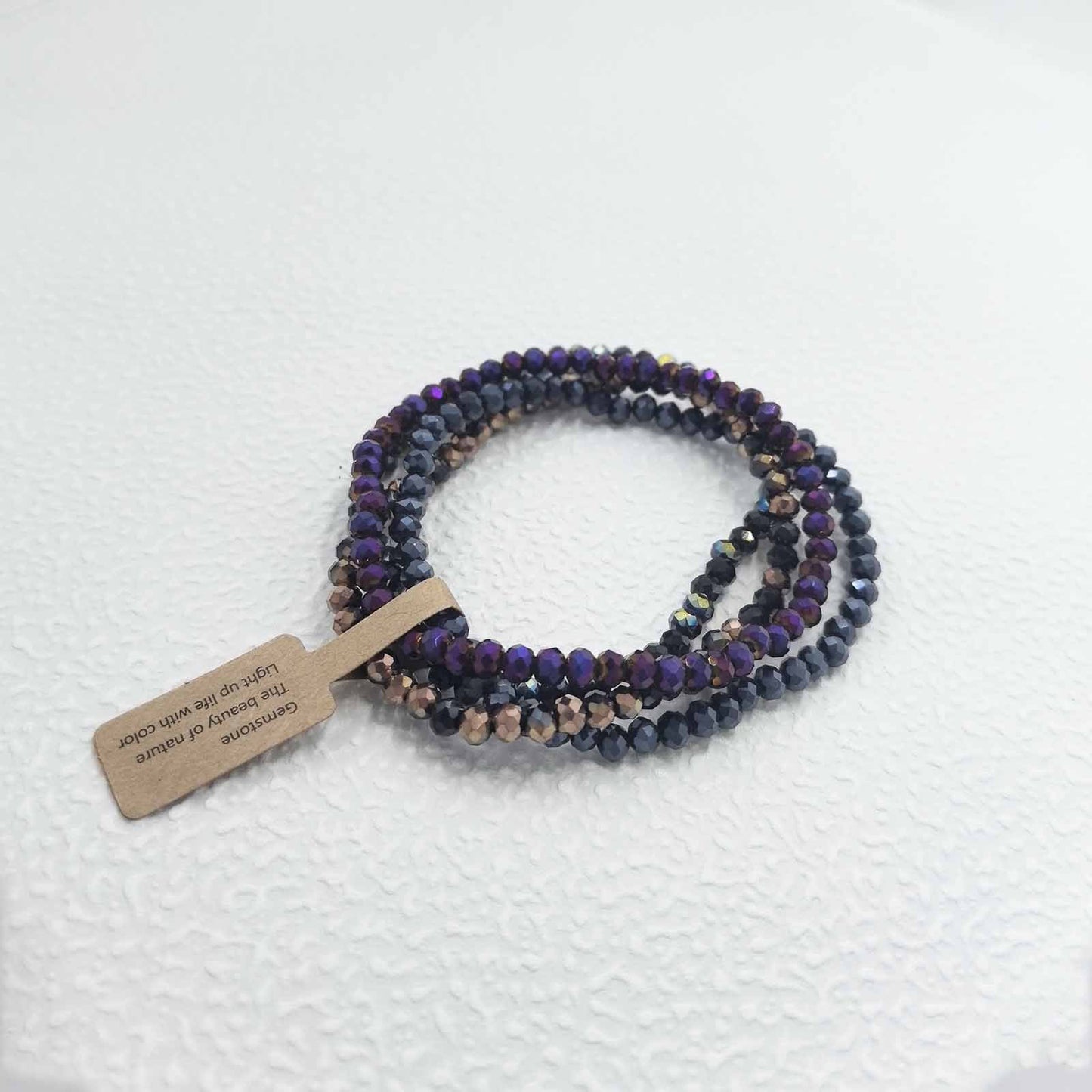 Casual Geometric Faceted Crystal Beaded Stretch Bracelet Set for Unisex