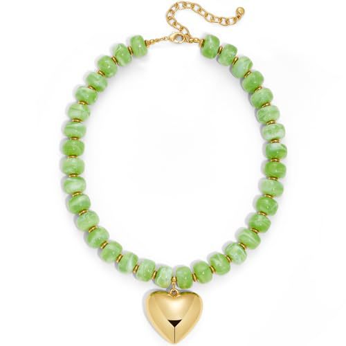 Vintage Bohemian Heart Resin Acrylic Pendant Necklace for Women