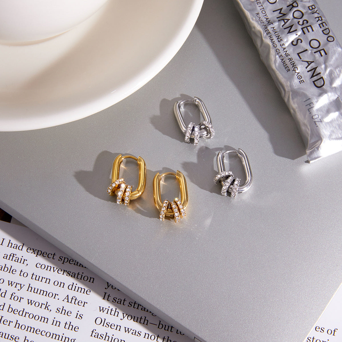 Minimalist Stainless Steel Round Oval Hoop Earrings Plated Finish for Women