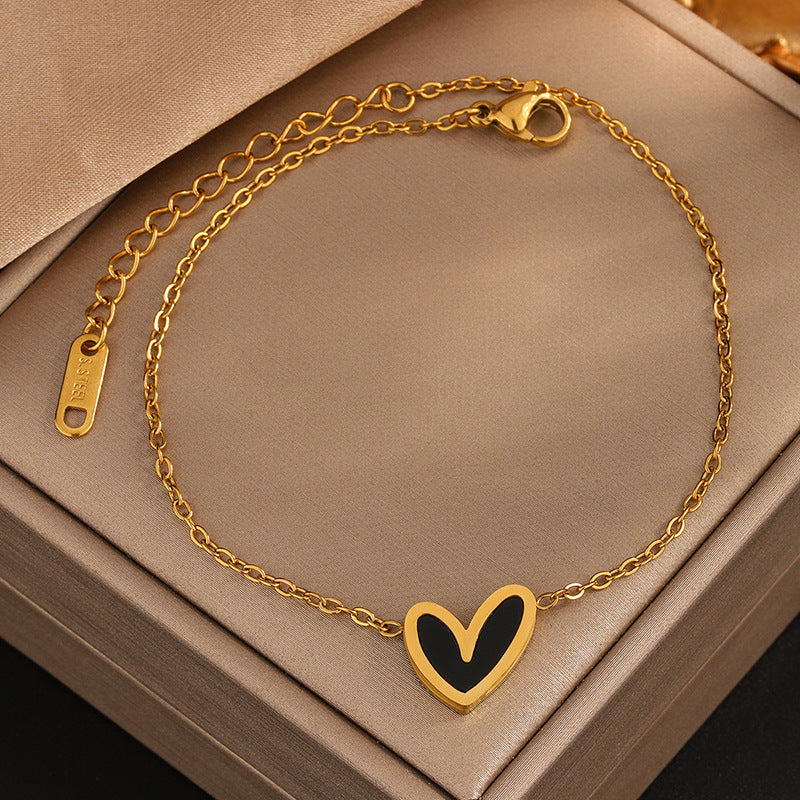 Minimalist Heart Stainless Steel Plated Necklace Earring Bracelet Set for Women