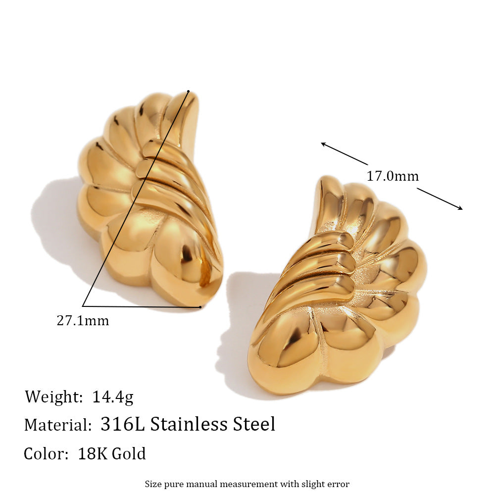 Minimalist Vintage-Inspired Geometric Wave Earrings for Women Stainless Steel with 18K Gold Plating