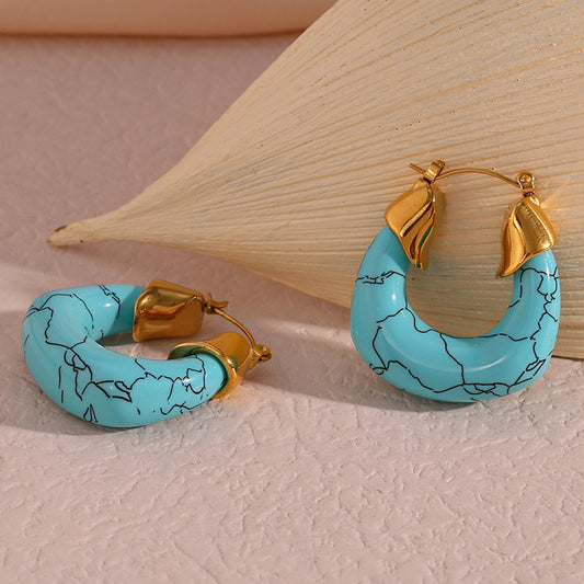 Pendientes de aro minimalistas geométricos de acero inoxidable con acabado chapado para mujer