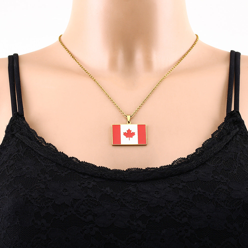 Collana con Pendente Rettangolare Minimalista in Acciaio Inossidabile Smaltato con Catena a O Unisex