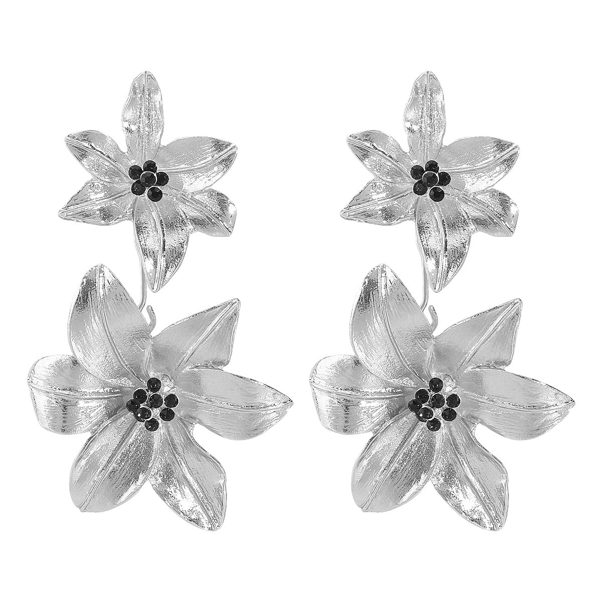 Pendientes de aleación con diseño floral elegante y acabado galvanizado para mujer, aretes minimalistas y versátiles a la moda