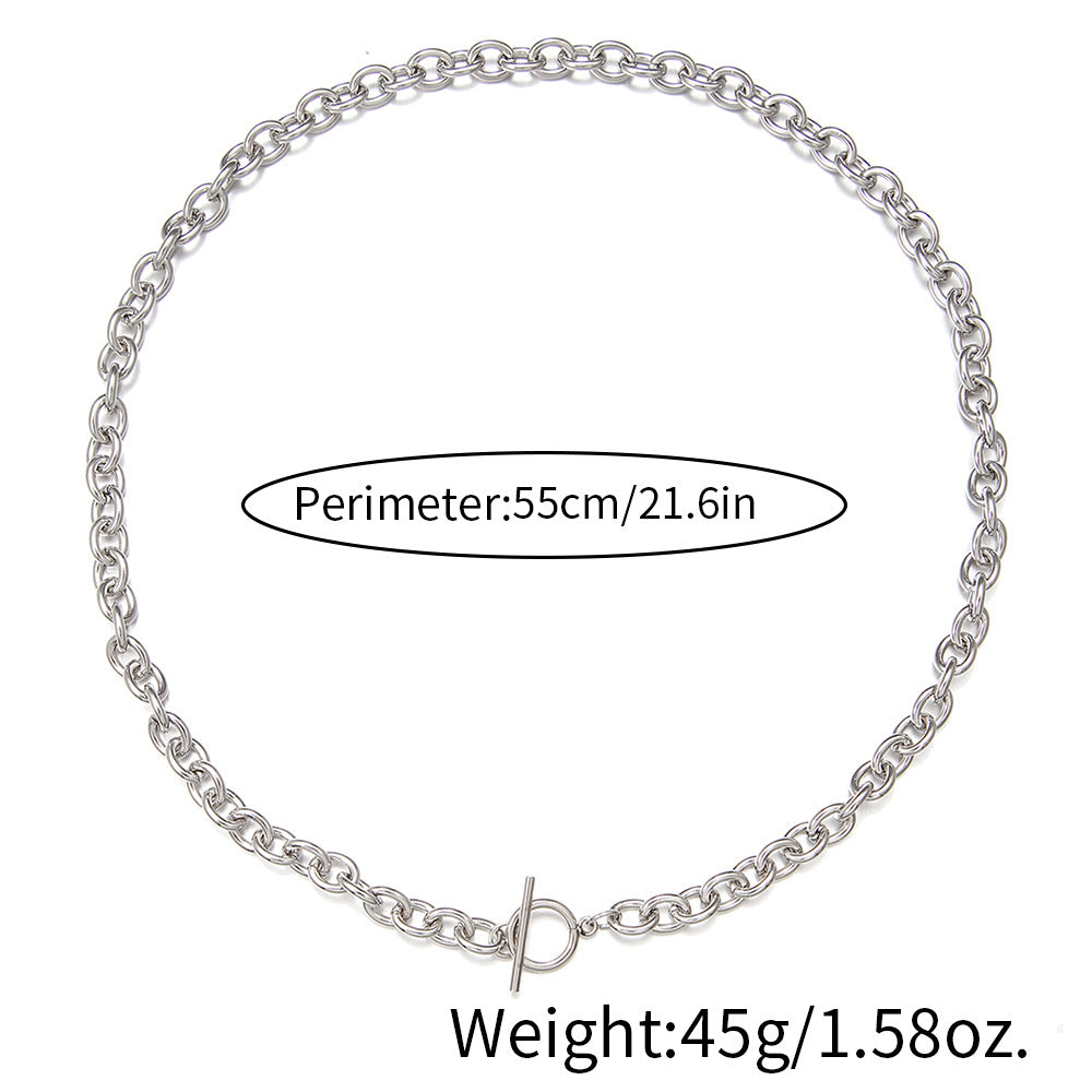 Minimalist Streetwear Hip-hop Geometric Round Stainless Steel Necklace Unisex Cable Chain