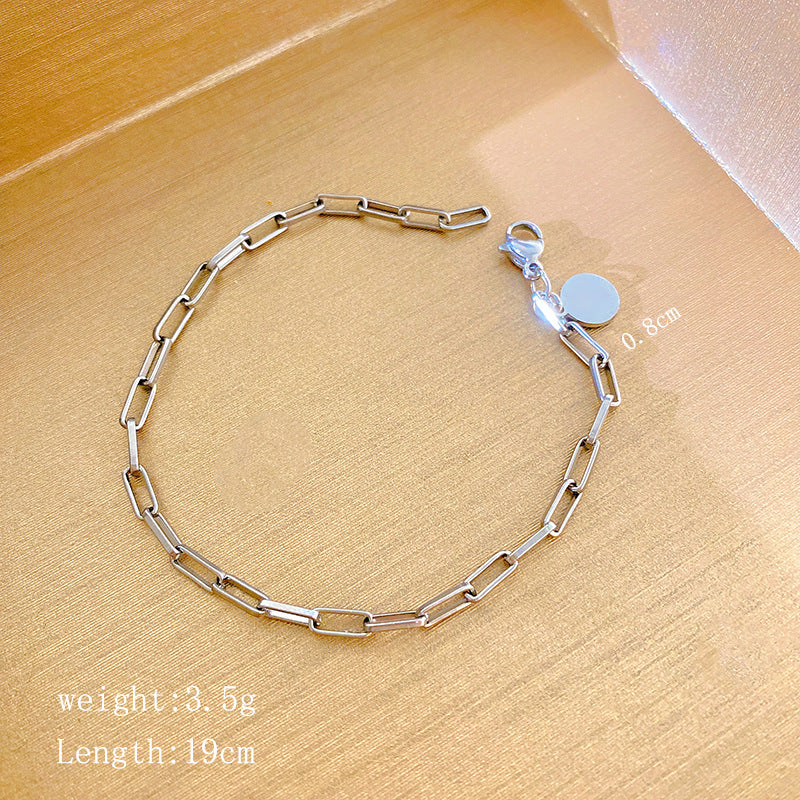 Minimalist Sweet Round Geometric Plated Titanium Steel Bracelet