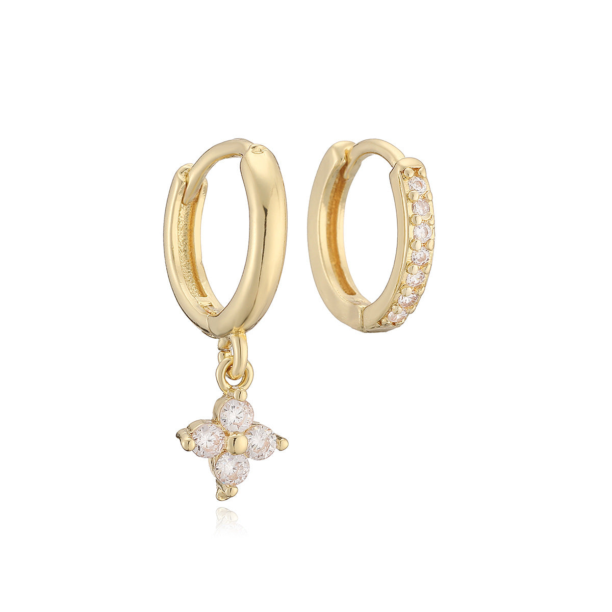Minimalist Geometric Brass Plated Earrings with Cubic Zirconia for Women