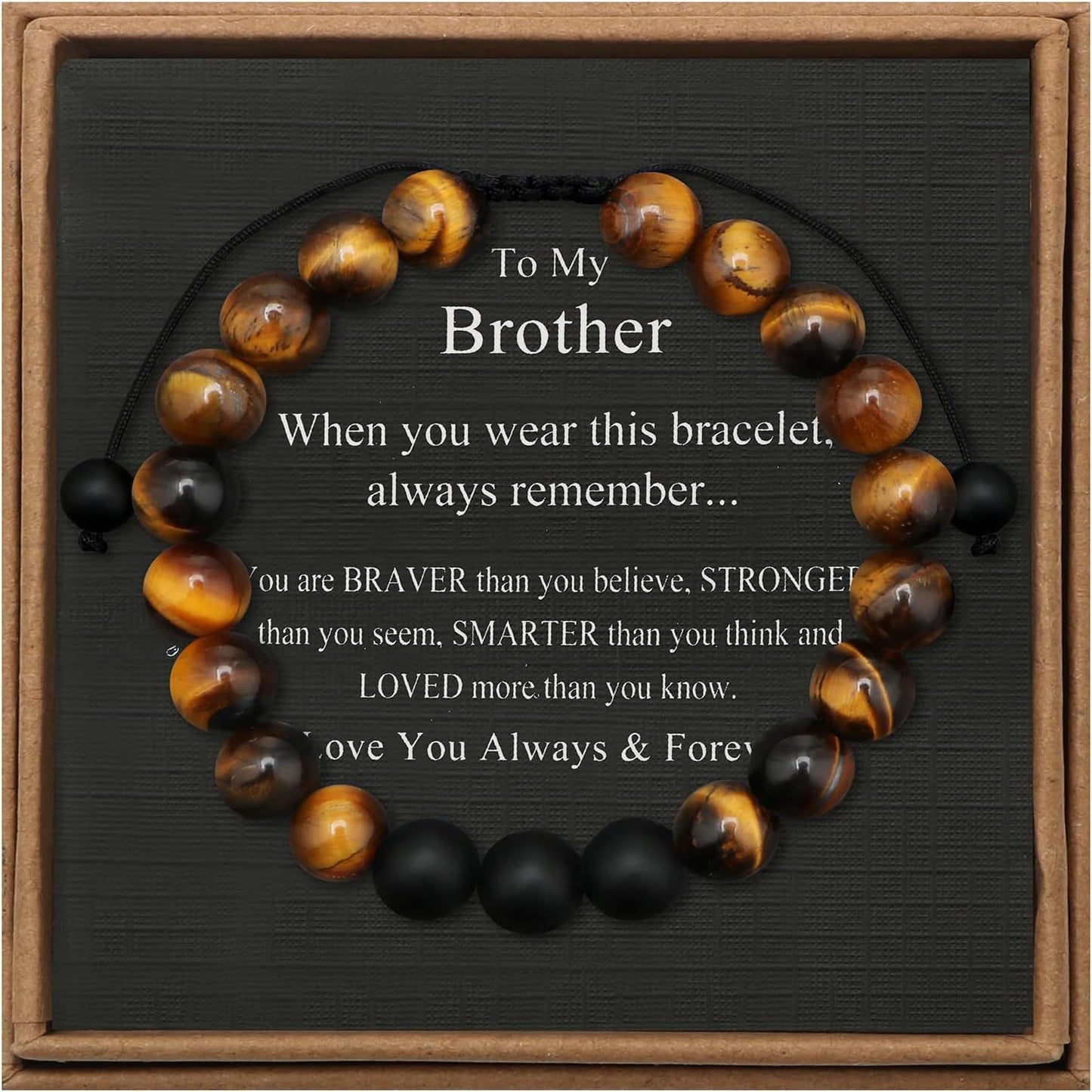 Men's Geometric Tiger's Eye Beaded Bracelet Adjustable Double Layer Handmade Gift