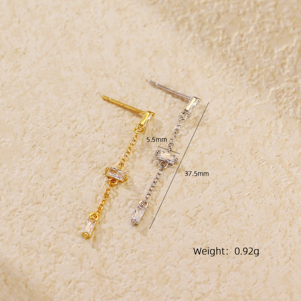 Orecchini Pendenti da Donna Chic con Geometrie in Argento Sterling S925 e Zirconi