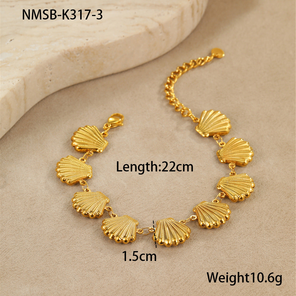 Fashionable Ocean-Inspired Hollow Star Shell Heart Stainless Steel Bracelet with Plating Finish for Women