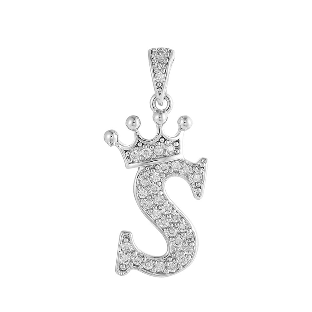 Silver Plated Brass Cubic Zirconia Inlaid Letter Charm Bar for DIY Necklace Bracelet