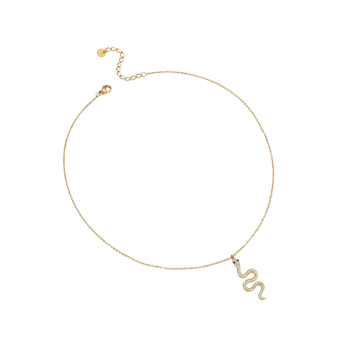 Elegante collar con colgante de serpiente de acero inoxidable con incrustaciones de circonitas para mujer