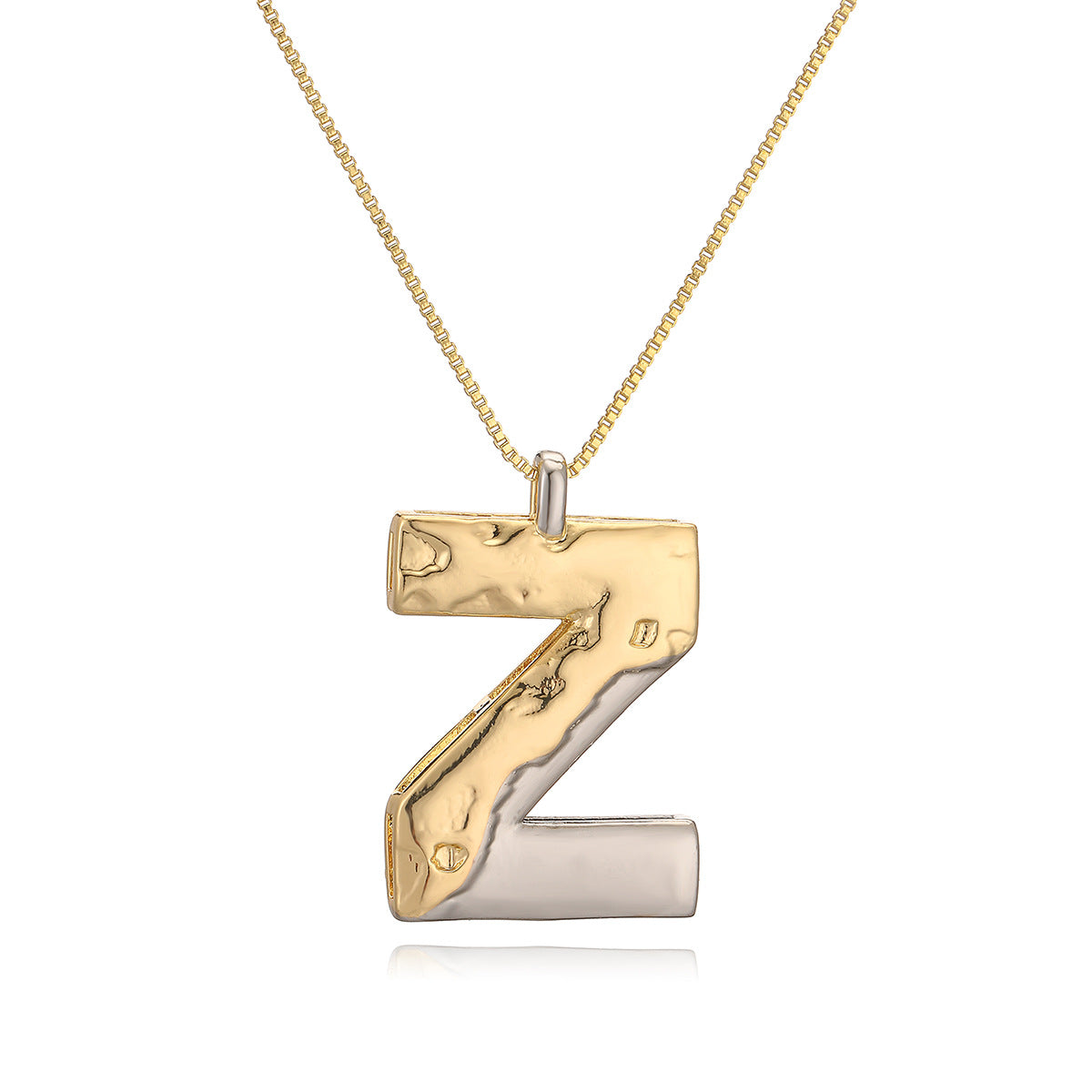 Collana con ciondolo a lettera in rame placcato oro geometrico minimalista da donna