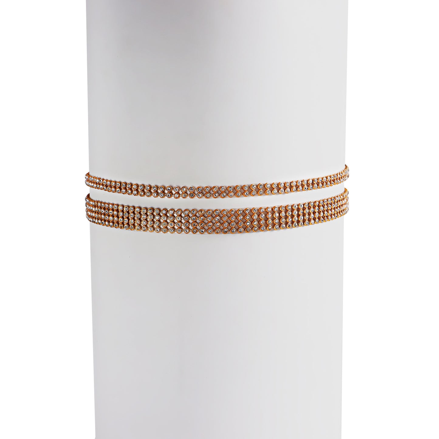 Adjustable Glass Rhinestone Anklet for Women with Double-Layer Full-Drill Body Chain Design