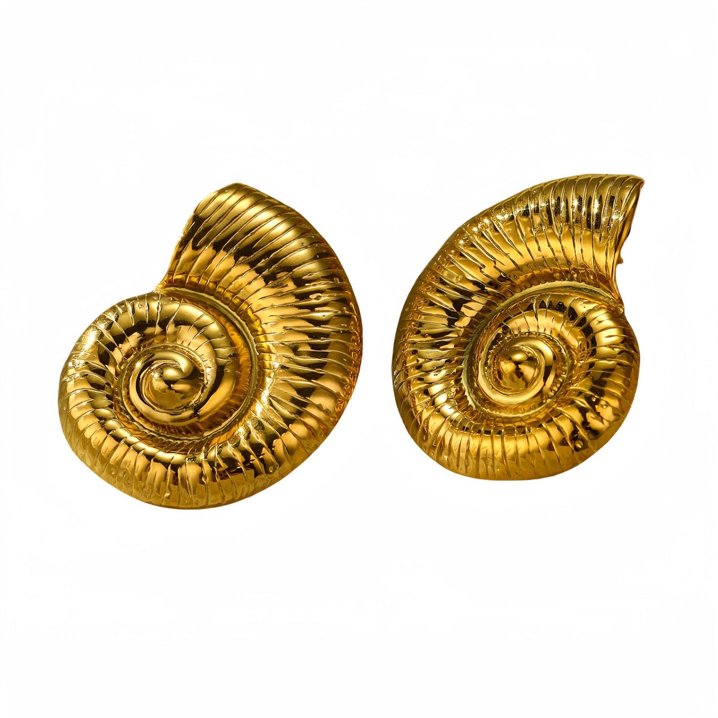 Orecchini in Acciaio Inossidabile da Donna con Placcatura, a Forma di Concha, Stile Naturale, Intrecciati Geometrici