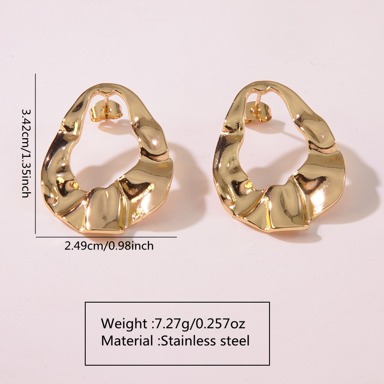 Elegant Gold Plated Stainless Steel Leaf Earrings for Women