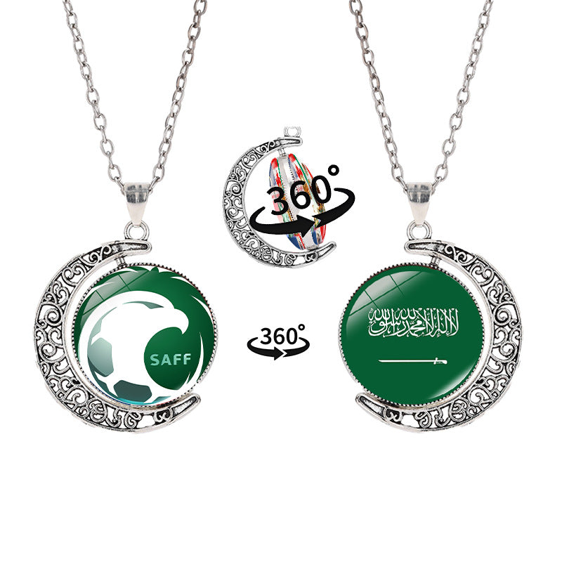 Collana a pendente a mezzaluna geometrica sportiva in lega con finitura galvanizzata per abbigliamento casual unisex