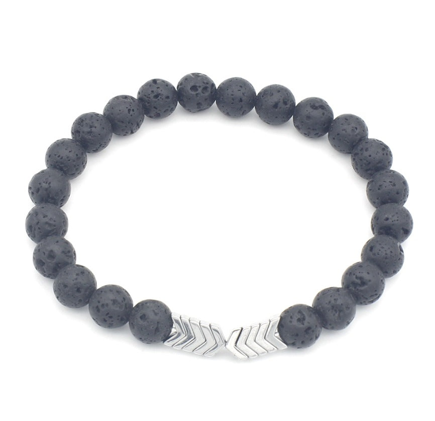 Creative Geometric Triangle Volcanic Stone and Hematite Handmade Bracelet for Unisex