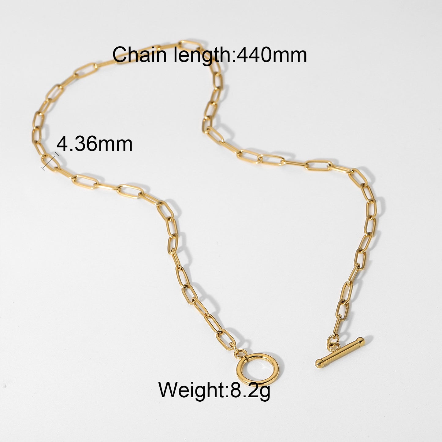 Collar con colgante rectangular minimalista de acero inoxidable con baño de oro para mujer