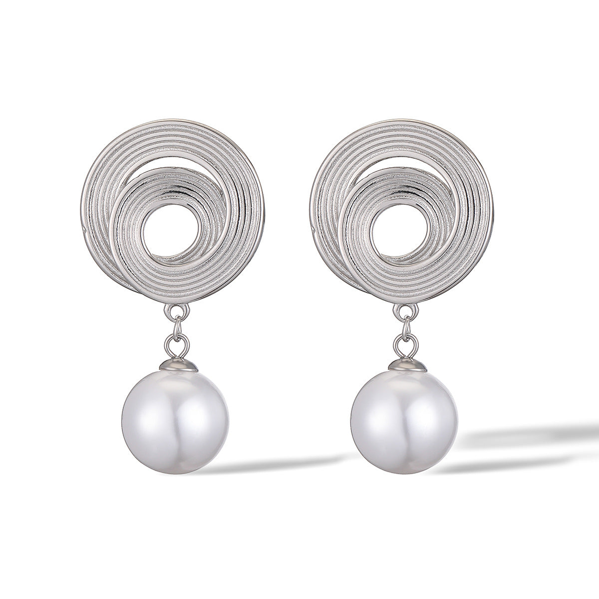 Orecchini Minimalisti Vintage Geometrici con Perle da Donna in Acciaio al Titanio Placcati Oro 18K