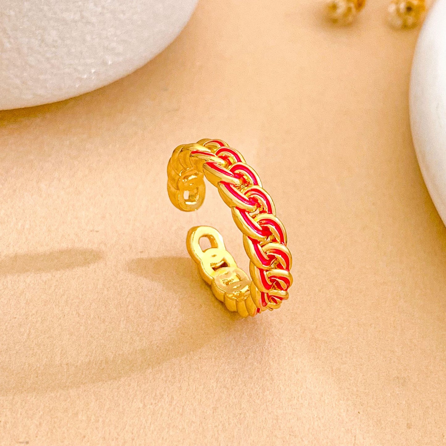 Minimalist Elegant Gold Plated Brass Rope Weave Heart Butterfly Bow Adjustable Ring for Women