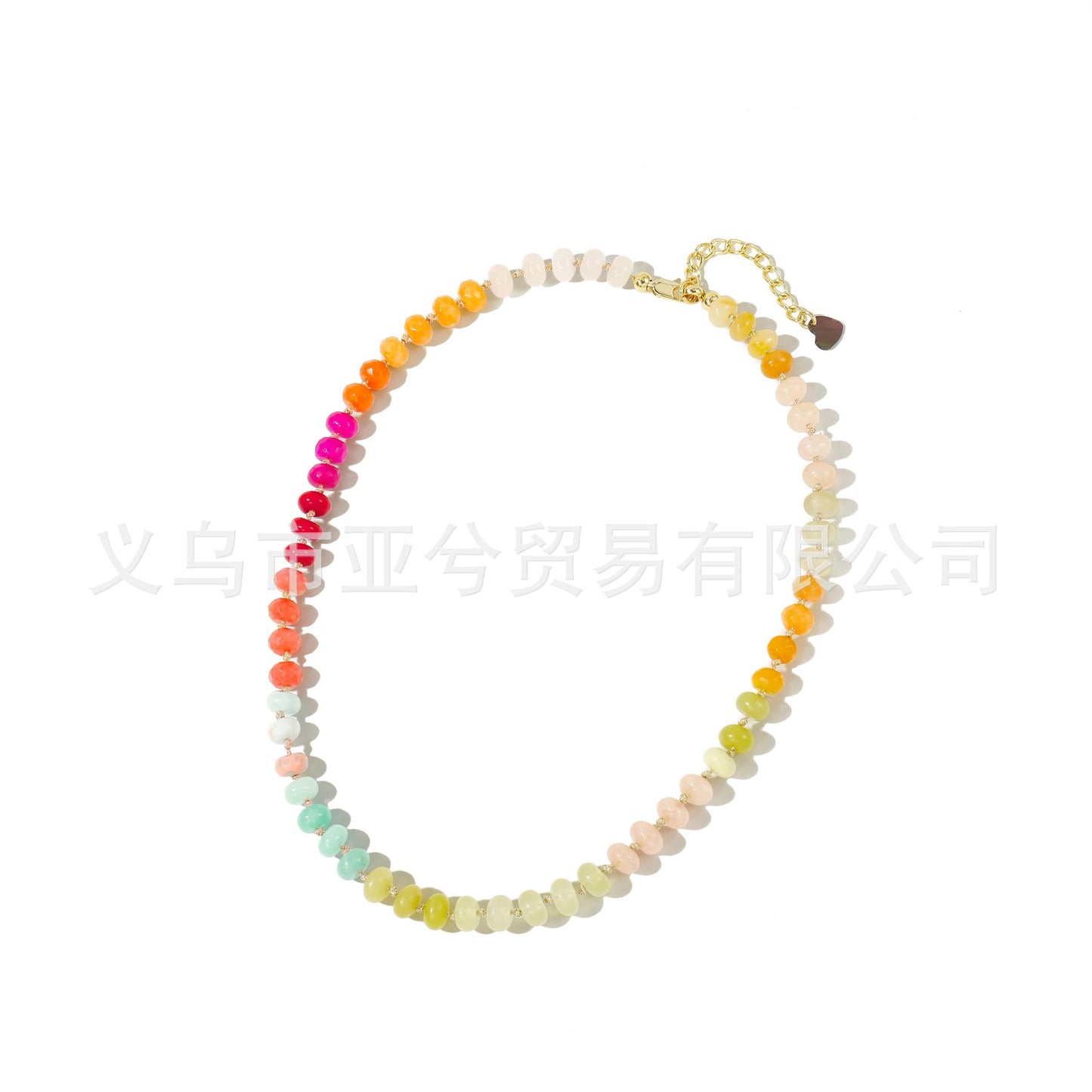 Casual Geometric Agate and Acrylic Beaded Necklace with Rainbow Gradient Pattern for Unisex