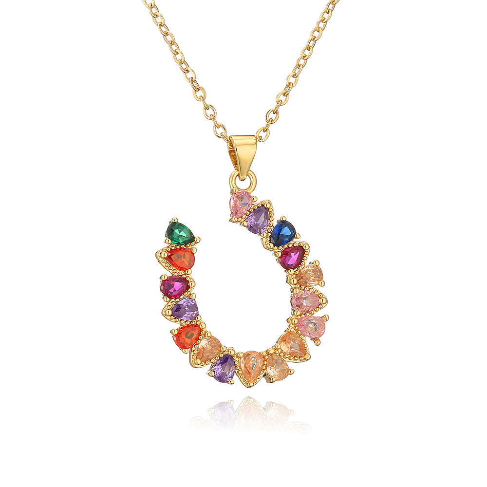 Minimalist Geometric Heart Pendant Necklace for Women in Brass with Gold Plating and Zircon Inlay