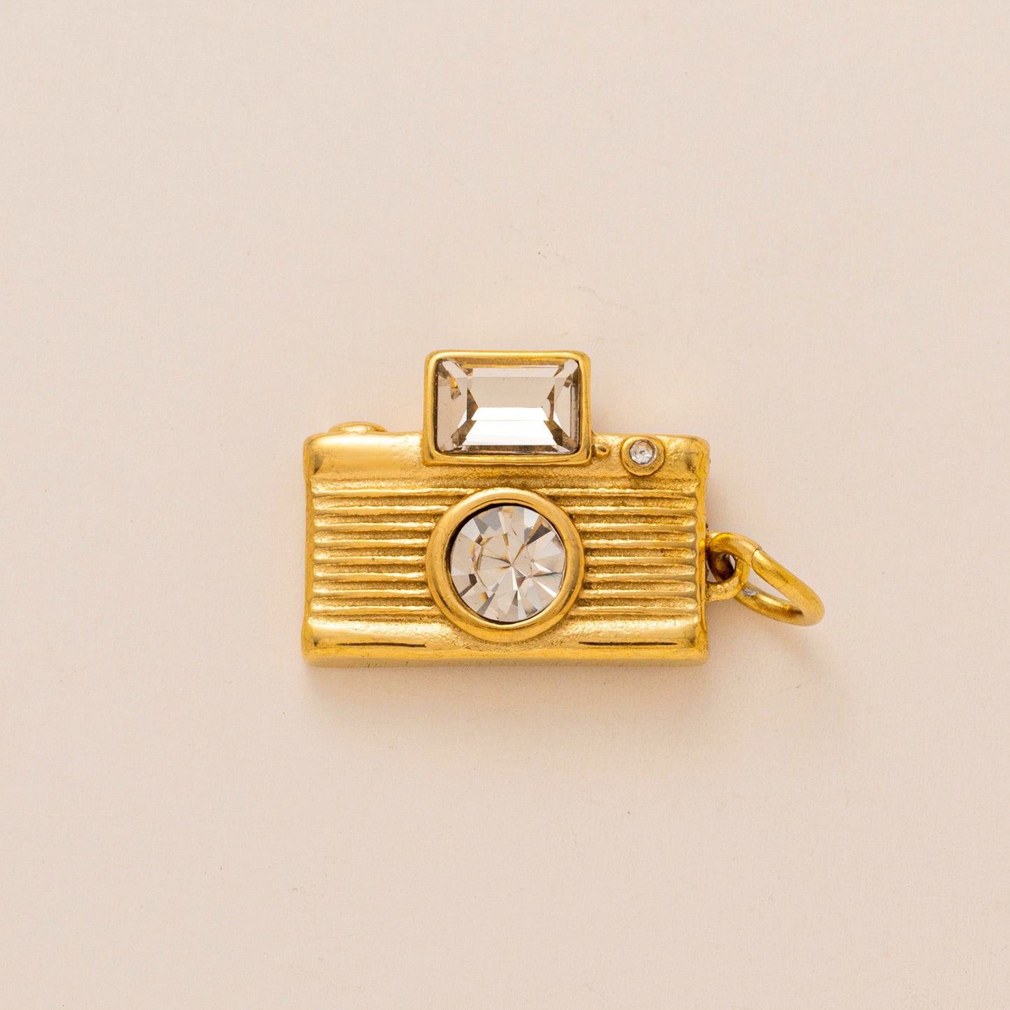 Vintage 18K Gold Plated Stainless Steel Camera Kettle Pendant Charm Bar