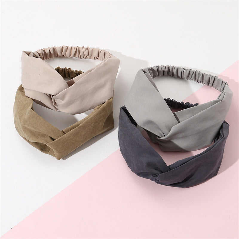 Simpatico set di cerchietti per capelli a forma di U in raso per bambini – Collezione di fasce morbide ed elastiche con design a croce per lavaggio e trucco