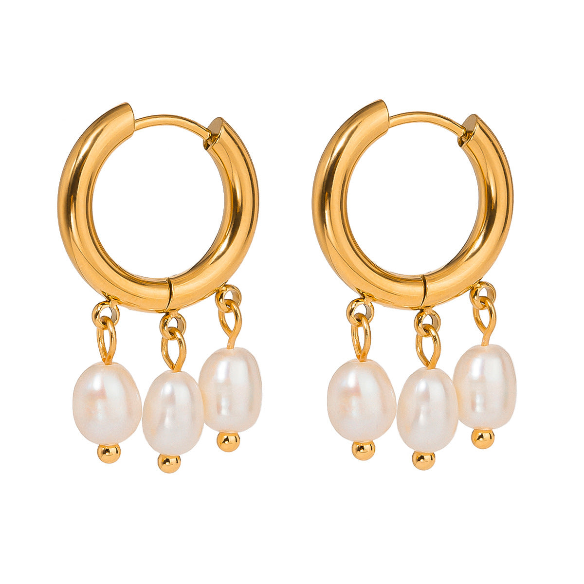 Geometric Stainless Steel Ear Studs with Gold Plating for Women, Minimalist Fashion Jewelry
