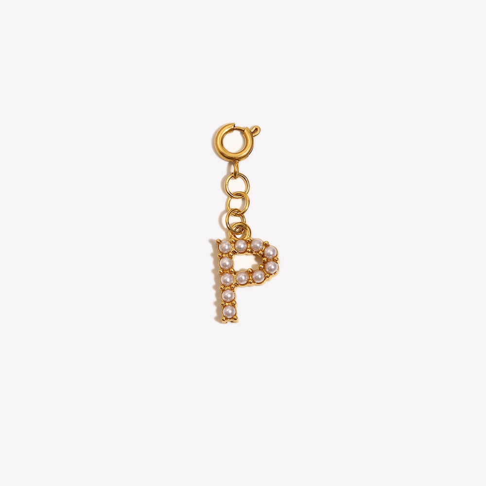 Barretta con Ciondolo a Lettera o Numero in Acciaio Inossidabile Placcato Oro 18K Minimalista da Donna