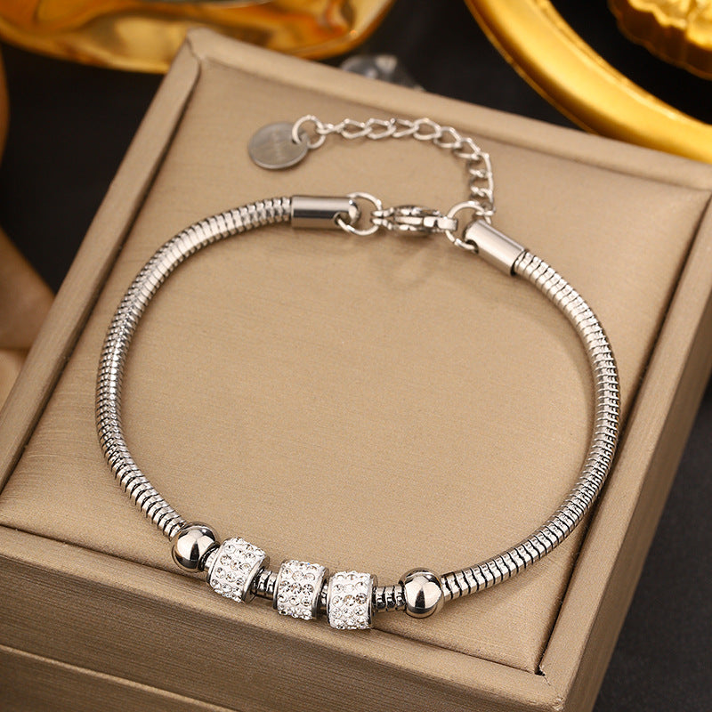 Vintage Sweet Heart Butterfly Geometric Titanium Steel Plated Bracelet for Women